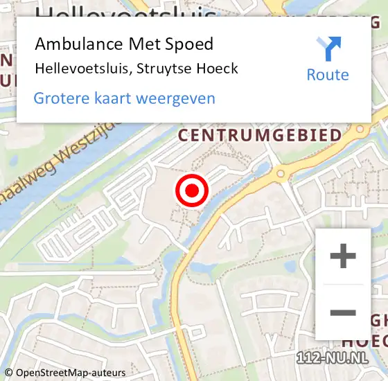 Locatie op kaart van de 112 melding: Ambulance Met Spoed Naar Hellevoetsluis, Struytse Hoeck op 28 januari 2024 18:55