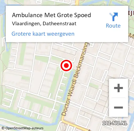 Locatie op kaart van de 112 melding: Ambulance Met Grote Spoed Naar Vlaardingen, Datheenstraat op 28 januari 2024 18:58