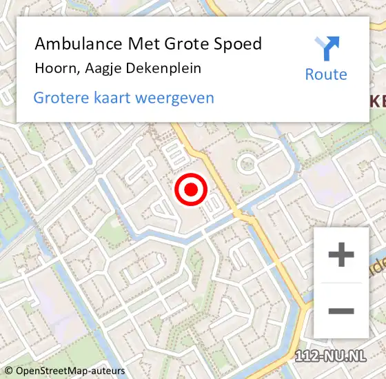 Locatie op kaart van de 112 melding: Ambulance Met Grote Spoed Naar Hoorn, Aagje Dekenplein op 28 januari 2024 19:19