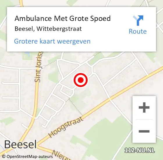 Locatie op kaart van de 112 melding: Ambulance Met Grote Spoed Naar Beesel, Wittebergstraat op 28 januari 2024 20:28