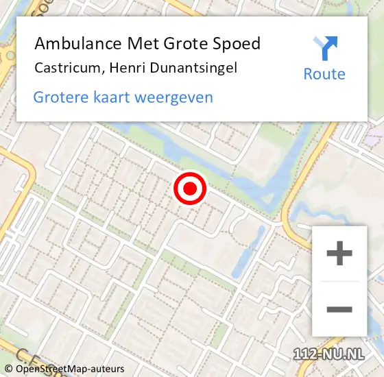 Locatie op kaart van de 112 melding: Ambulance Met Grote Spoed Naar Castricum, Henri Dunantsingel op 28 januari 2024 20:52