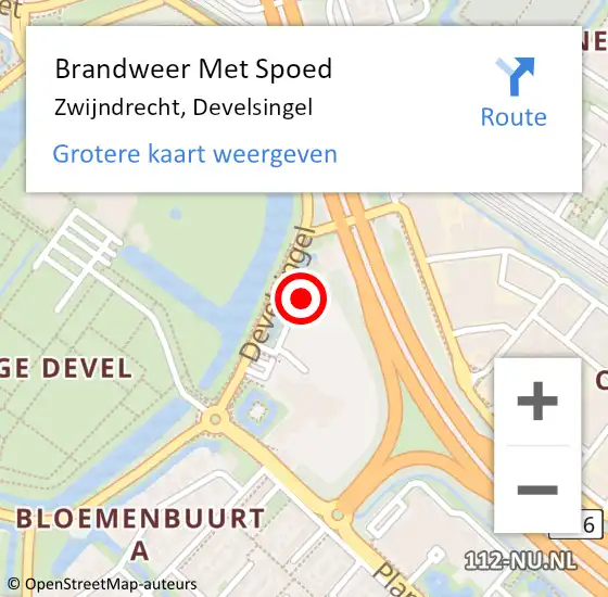 Locatie op kaart van de 112 melding: Brandweer Met Spoed Naar Zwijndrecht, Develsingel op 28 januari 2024 21:49