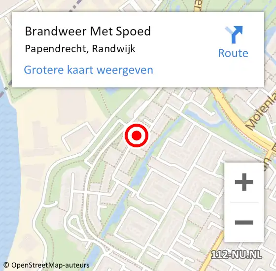 Locatie op kaart van de 112 melding: Brandweer Met Spoed Naar Papendrecht, Randwijk op 28 januari 2024 23:07