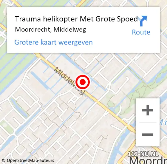 Locatie op kaart van de 112 melding: Trauma helikopter Met Grote Spoed Naar Moordrecht, Middelweg op 28 januari 2024 23:27