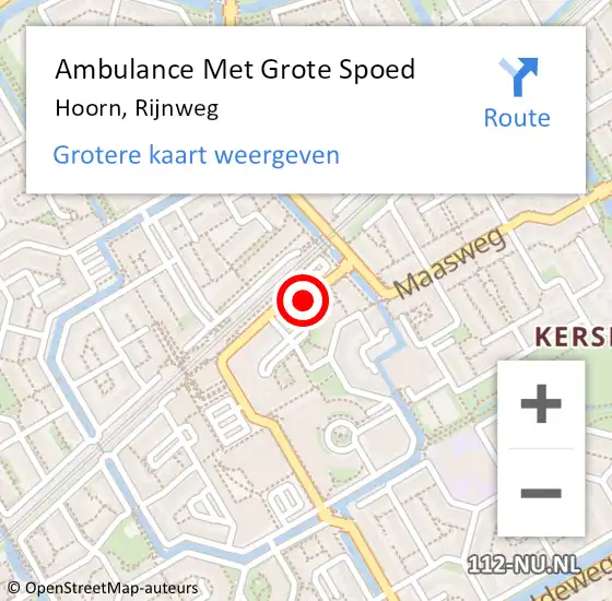 Locatie op kaart van de 112 melding: Ambulance Met Grote Spoed Naar Hoorn, Rijnweg op 29 januari 2024 00:08