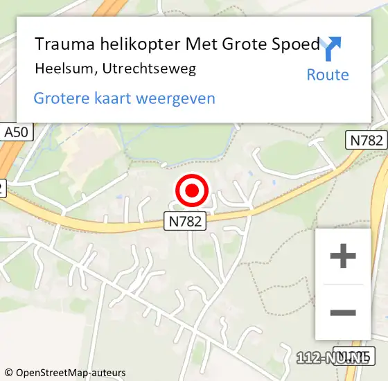 Locatie op kaart van de 112 melding: Trauma helikopter Met Grote Spoed Naar Heelsum, Utrechtseweg op 29 januari 2024 02:46
