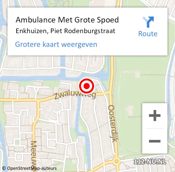 Locatie op kaart van de 112 melding: Ambulance Met Grote Spoed Naar Enkhuizen, Piet Rodenburgstraat op 23 september 2014 20:29