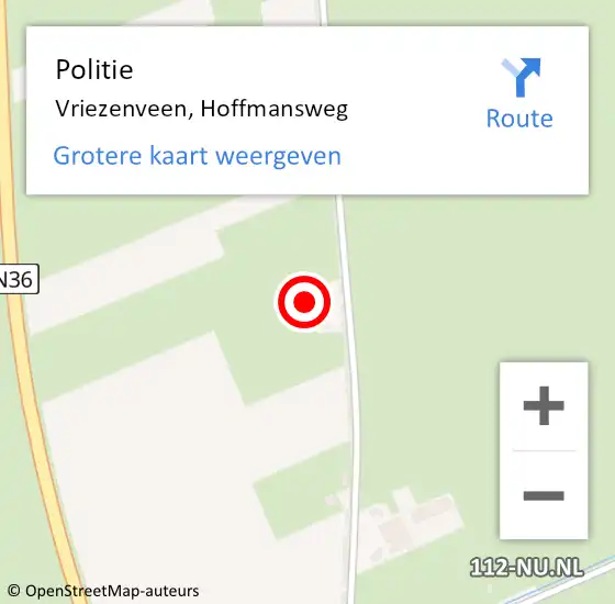 Locatie op kaart van de 112 melding: Politie Vriezenveen, Hoffmansweg op 29 januari 2024 07:38