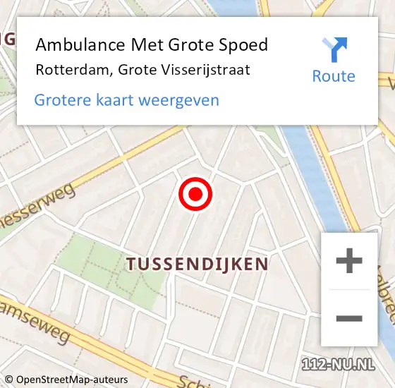 Locatie op kaart van de 112 melding: Ambulance Met Grote Spoed Naar Rotterdam, Grote Visserijstraat op 29 januari 2024 08:41