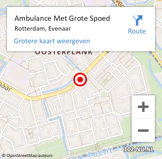 Locatie op kaart van de 112 melding: Ambulance Met Grote Spoed Naar Rotterdam, Evenaar op 23 september 2014 21:10