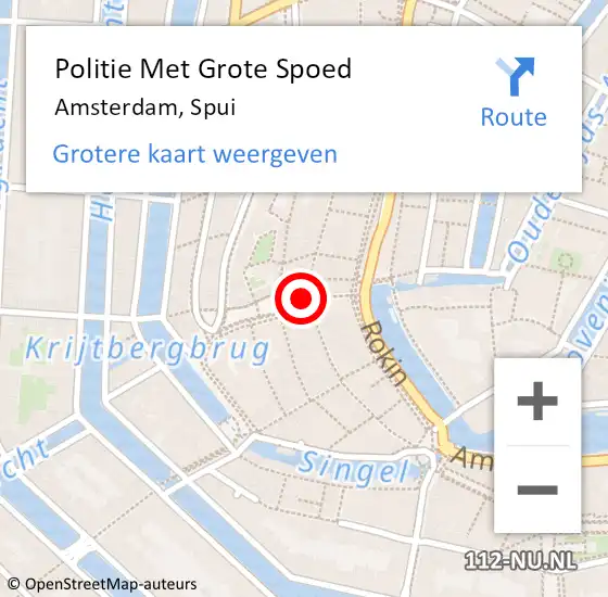 Locatie op kaart van de 112 melding: Politie Met Grote Spoed Naar Amsterdam, Spui op 29 januari 2024 09:29