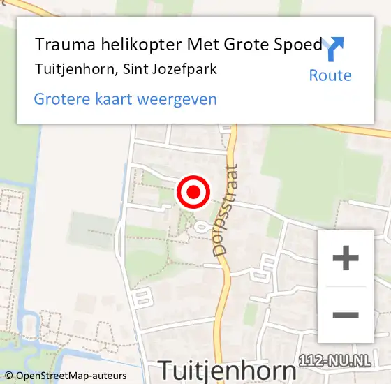 Locatie op kaart van de 112 melding: Trauma helikopter Met Grote Spoed Naar Tuitjenhorn, Sint Jozefpark op 29 januari 2024 09:36