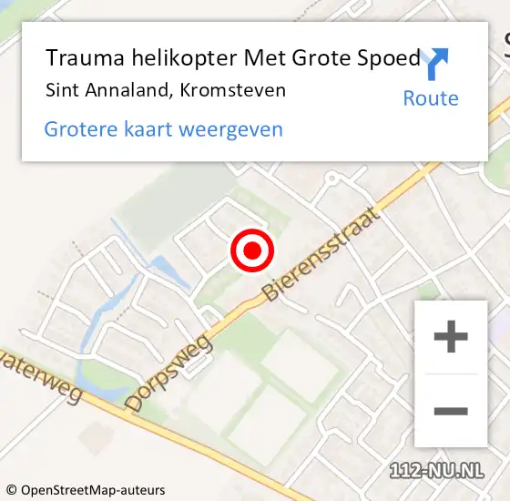 Locatie op kaart van de 112 melding: Trauma helikopter Met Grote Spoed Naar Sint Annaland, Kromsteven op 29 januari 2024 09:39