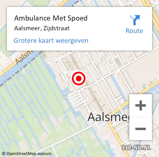 Locatie op kaart van de 112 melding: Ambulance Met Spoed Naar Aalsmeer, Zijdstraat op 29 januari 2024 09:47
