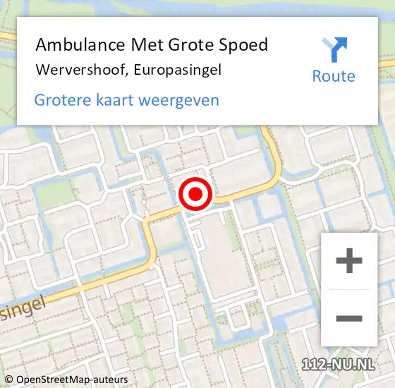 Locatie op kaart van de 112 melding: Ambulance Met Grote Spoed Naar Wervershoof, Europasingel op 29 januari 2024 09:58