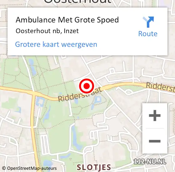 Locatie op kaart van de 112 melding: Ambulance Met Grote Spoed Naar Oosterhout nb, Inzet op 23 september 2014 21:21