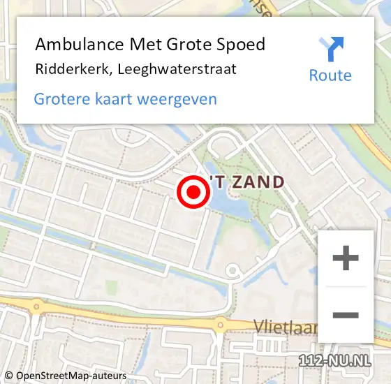Locatie op kaart van de 112 melding: Ambulance Met Grote Spoed Naar Ridderkerk, Leeghwaterstraat op 29 januari 2024 10:19