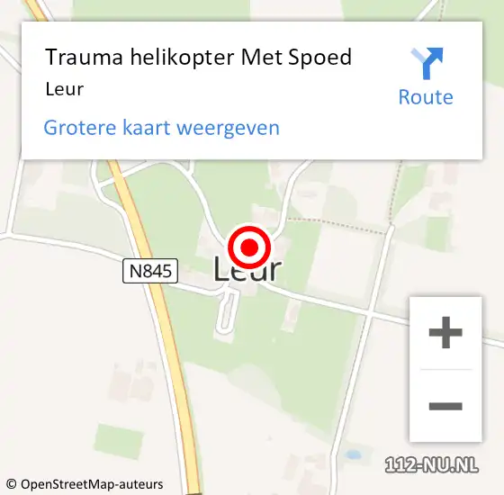 Locatie op kaart van de 112 melding: Trauma helikopter Met Spoed Naar Leur op 29 januari 2024 12:33