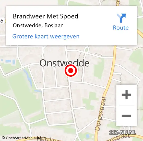 Locatie op kaart van de 112 melding: Brandweer Met Spoed Naar Onstwedde, Boslaan op 29 januari 2024 13:07