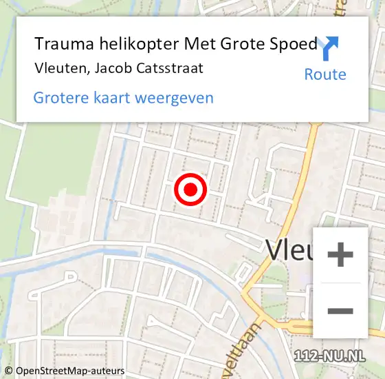 Locatie op kaart van de 112 melding: Trauma helikopter Met Grote Spoed Naar Vleuten, Jacob Catsstraat op 29 januari 2024 13:07