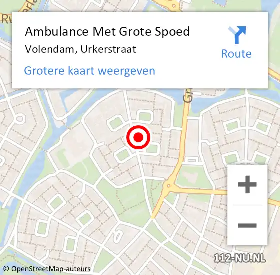 Locatie op kaart van de 112 melding: Ambulance Met Grote Spoed Naar Volendam, Urkerstraat op 29 januari 2024 13:38
