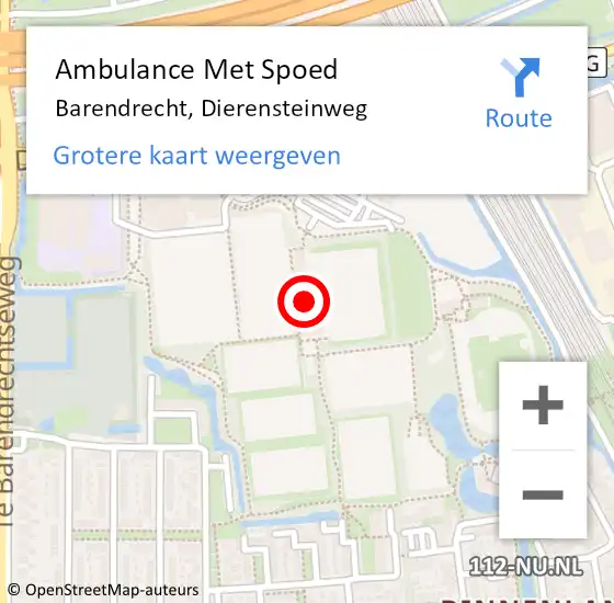 Locatie op kaart van de 112 melding: Ambulance Met Spoed Naar Barendrecht, Dierensteinweg op 29 januari 2024 13:43