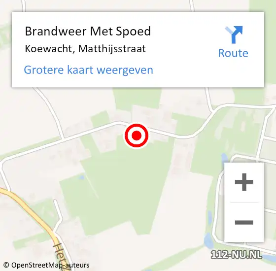 Locatie op kaart van de 112 melding: Brandweer Met Spoed Naar Koewacht, Matthijsstraat op 29 januari 2024 14:21