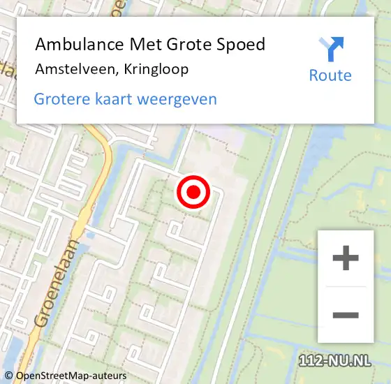 Locatie op kaart van de 112 melding: Ambulance Met Grote Spoed Naar Amstelveen, Kringloop op 29 januari 2024 16:02