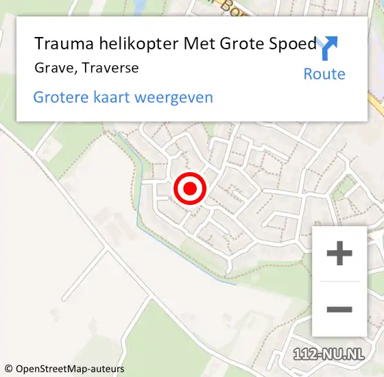 Locatie op kaart van de 112 melding: Trauma helikopter Met Grote Spoed Naar Grave, Traverse op 29 januari 2024 16:53