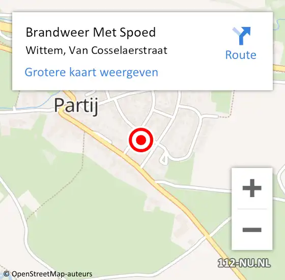 Locatie op kaart van de 112 melding: Brandweer Met Spoed Naar Wittem, Van Cosselaerstraat op 29 januari 2024 17:07