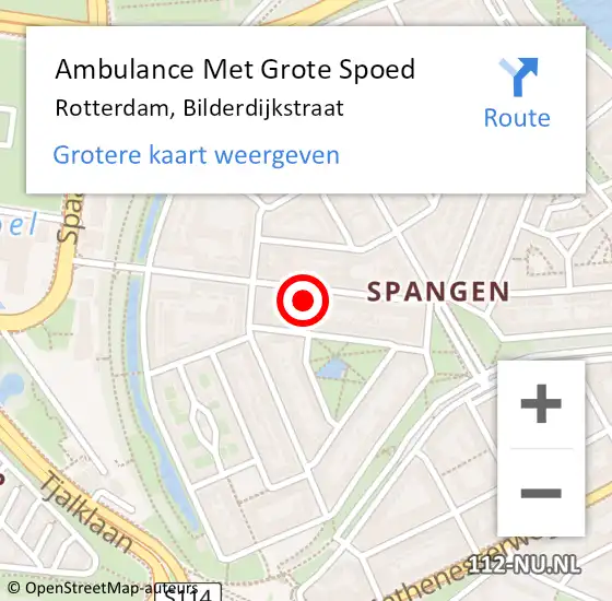 Locatie op kaart van de 112 melding: Ambulance Met Grote Spoed Naar Rotterdam, Bilderdijkstraat op 29 januari 2024 17:34