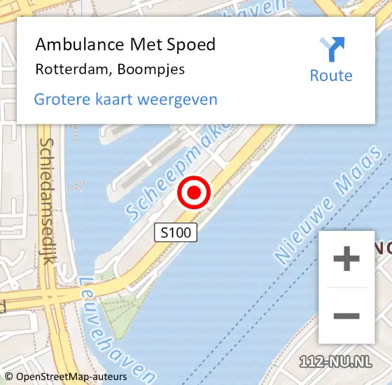 Locatie op kaart van de 112 melding: Ambulance Met Spoed Naar Rotterdam, Boompjes op 29 januari 2024 17:42