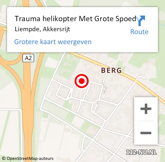 Locatie op kaart van de 112 melding: Trauma helikopter Met Grote Spoed Naar Liempde, Akkersrijt op 29 januari 2024 18:01
