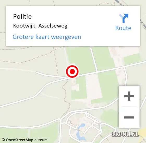 Locatie op kaart van de 112 melding: Politie Kootwijk, Asselseweg op 29 januari 2024 18:04