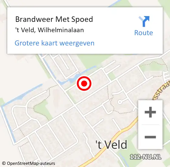 Locatie op kaart van de 112 melding: Brandweer Met Spoed Naar 't Veld, Wilhelminalaan op 29 januari 2024 18:31