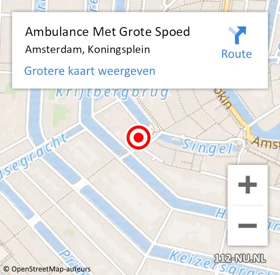 Locatie op kaart van de 112 melding: Ambulance Met Grote Spoed Naar Amsterdam, Koningsplein op 29 januari 2024 18:41