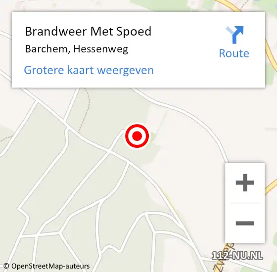 Locatie op kaart van de 112 melding: Brandweer Met Spoed Naar Barchem, Hessenweg op 29 januari 2024 19:03