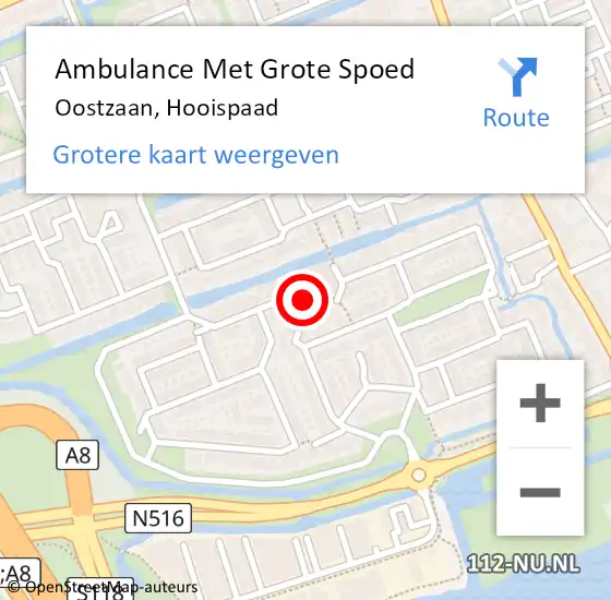 Locatie op kaart van de 112 melding: Ambulance Met Grote Spoed Naar Oostzaan, Hooispaad op 23 september 2014 23:13
