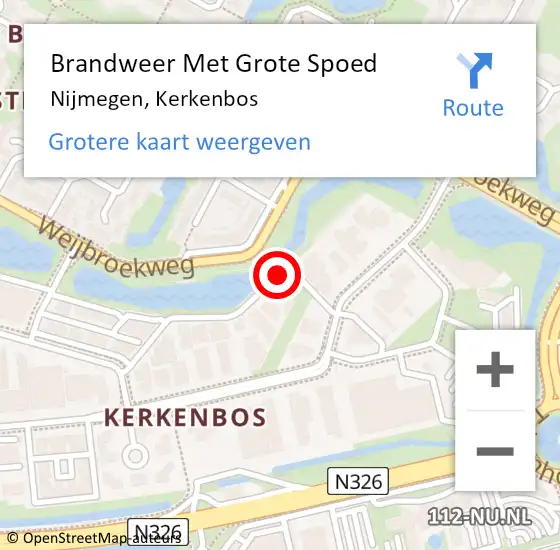 Locatie op kaart van de 112 melding: Brandweer Met Grote Spoed Naar Nijmegen, Kerkenbos op 29 januari 2024 19:53
