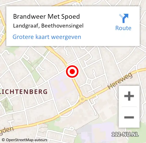 Locatie op kaart van de 112 melding: Brandweer Met Spoed Naar Landgraaf, Beethovensingel op 29 januari 2024 19:53