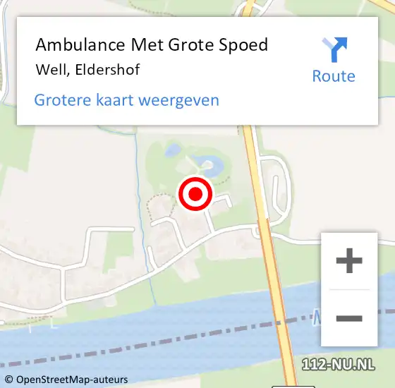 Locatie op kaart van de 112 melding: Ambulance Met Grote Spoed Naar Well, Eldershof op 29 januari 2024 19:59