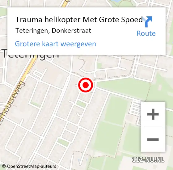 Locatie op kaart van de 112 melding: Trauma helikopter Met Grote Spoed Naar Teteringen, Donkerstraat op 29 januari 2024 20:11