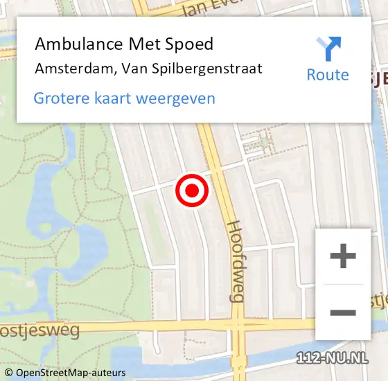 Locatie op kaart van de 112 melding: Ambulance Met Spoed Naar Amsterdam, Van Spilbergenstraat op 29 januari 2024 22:23
