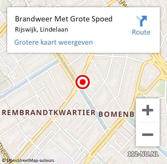 Locatie op kaart van de 112 melding: Brandweer Met Grote Spoed Naar Rijswijk, Lindelaan op 29 januari 2024 22:26