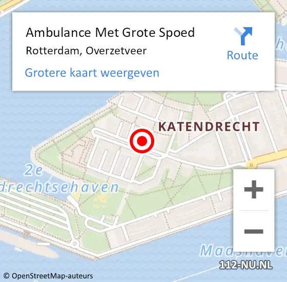 Locatie op kaart van de 112 melding: Ambulance Met Grote Spoed Naar Rotterdam, Overzetveer op 29 januari 2024 22:27