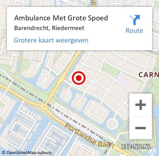 Locatie op kaart van de 112 melding: Ambulance Met Grote Spoed Naar Barendrecht, Riedermeet op 23 september 2014 23:59