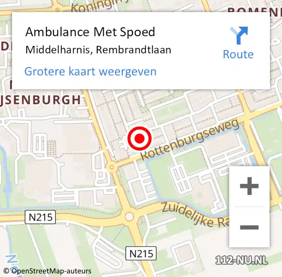 Locatie op kaart van de 112 melding: Ambulance Met Spoed Naar Middelharnis, Rembrandtlaan op 29 januari 2024 23:58