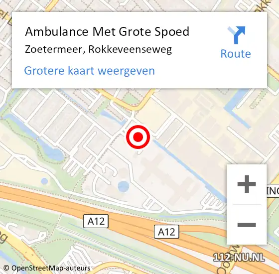 Locatie op kaart van de 112 melding: Ambulance Met Grote Spoed Naar Zoetermeer, Rokkeveenseweg op 30 januari 2024 00:49
