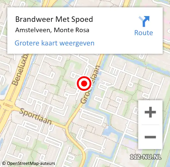 Locatie op kaart van de 112 melding: Brandweer Met Spoed Naar Amstelveen, Monte Rosa op 30 januari 2024 07:59