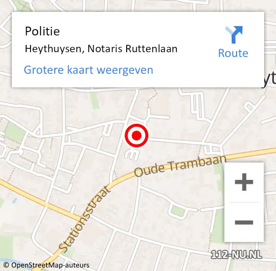 Locatie op kaart van de 112 melding: Politie Heythuysen, Notaris Ruttenlaan op 30 januari 2024 08:04